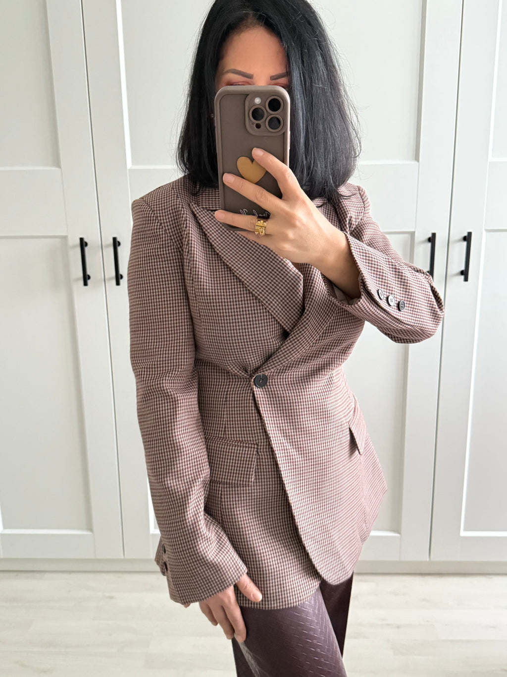 CINCHED CHECKERED BLAZER