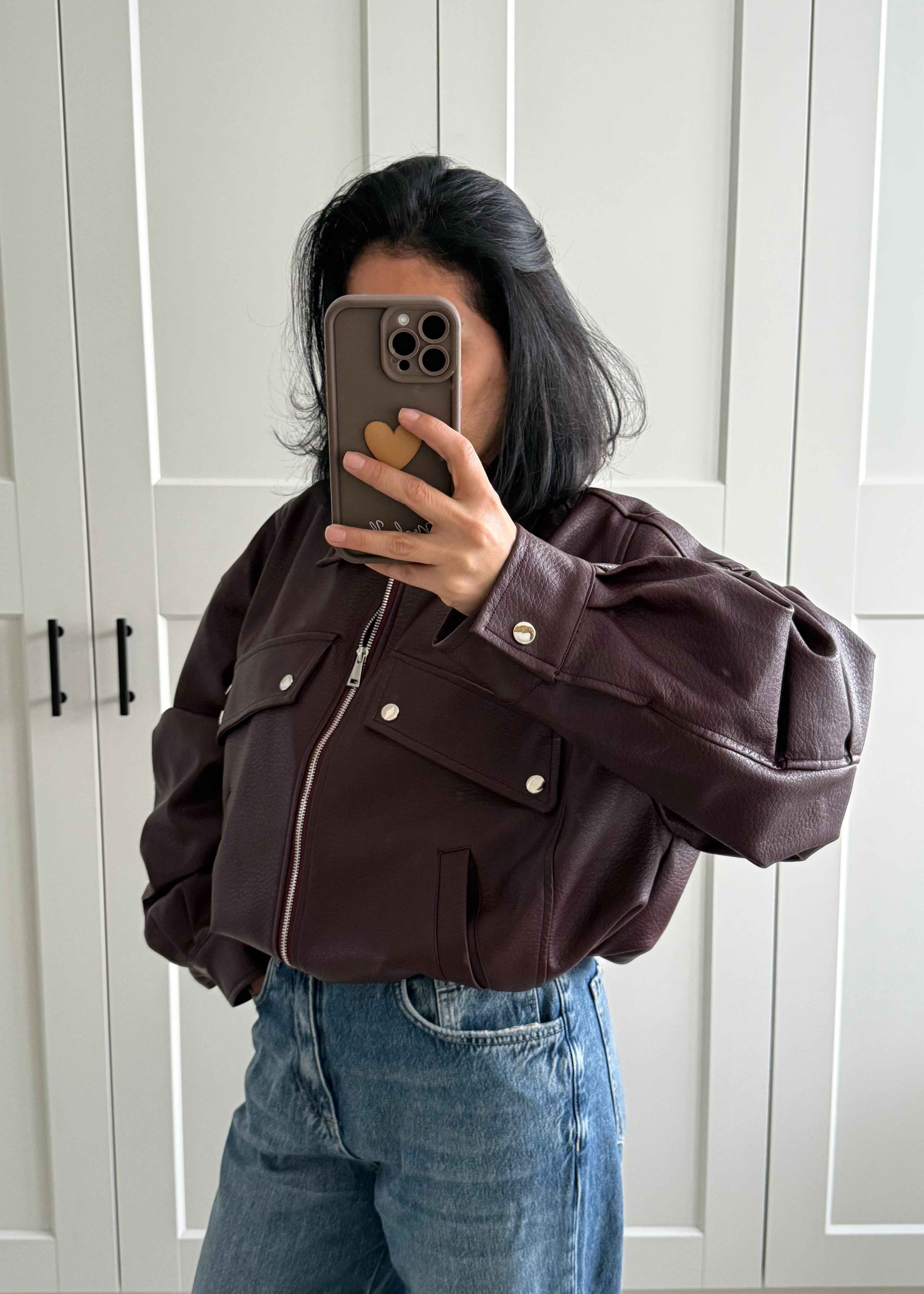 BURGUNDY PUFFY BOMBERJACKET