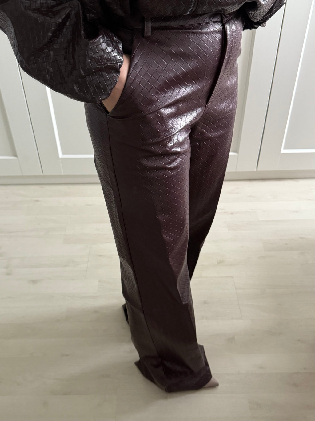 BORDEAUX QUILTED LEATHER PANTS