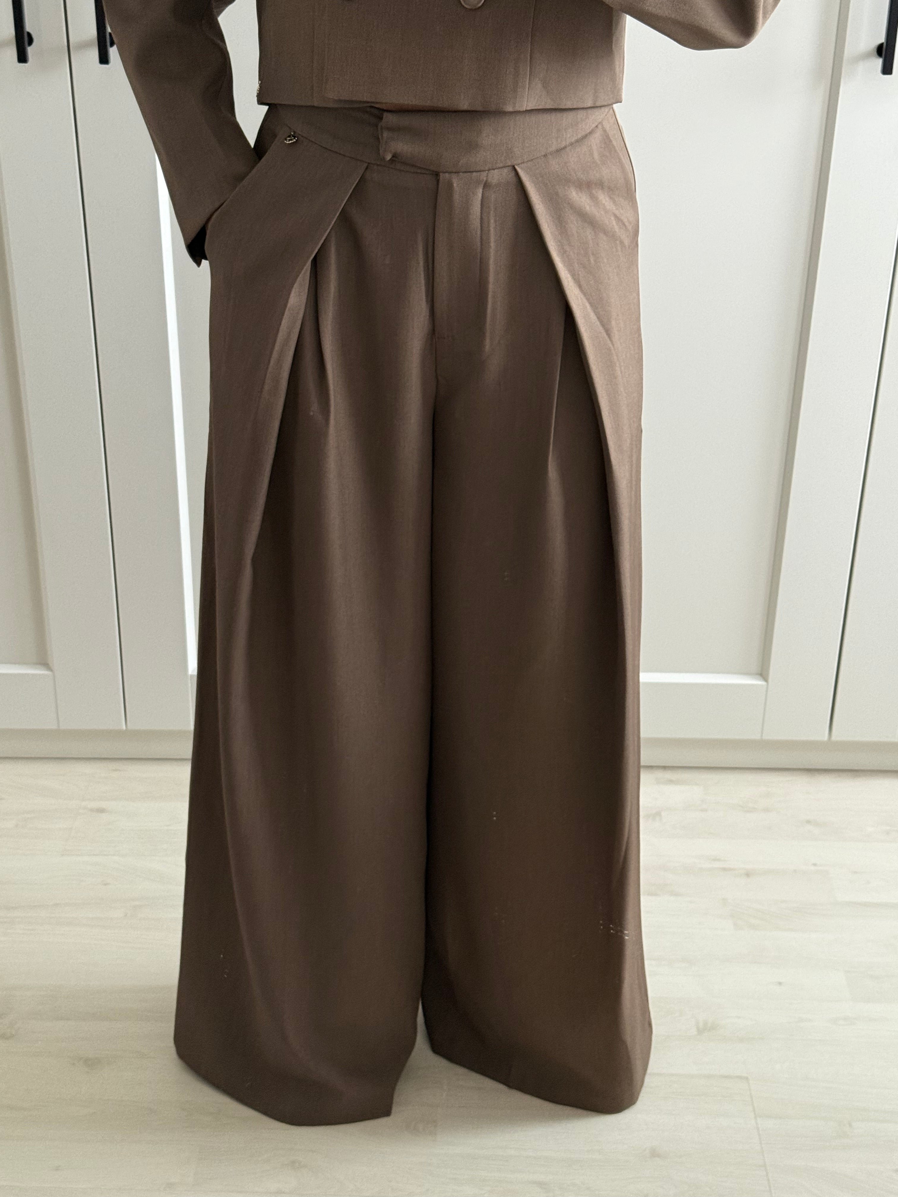 BROWN WIDE LEG PANTALON