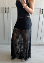 LACE LONG SKIRT BLACK