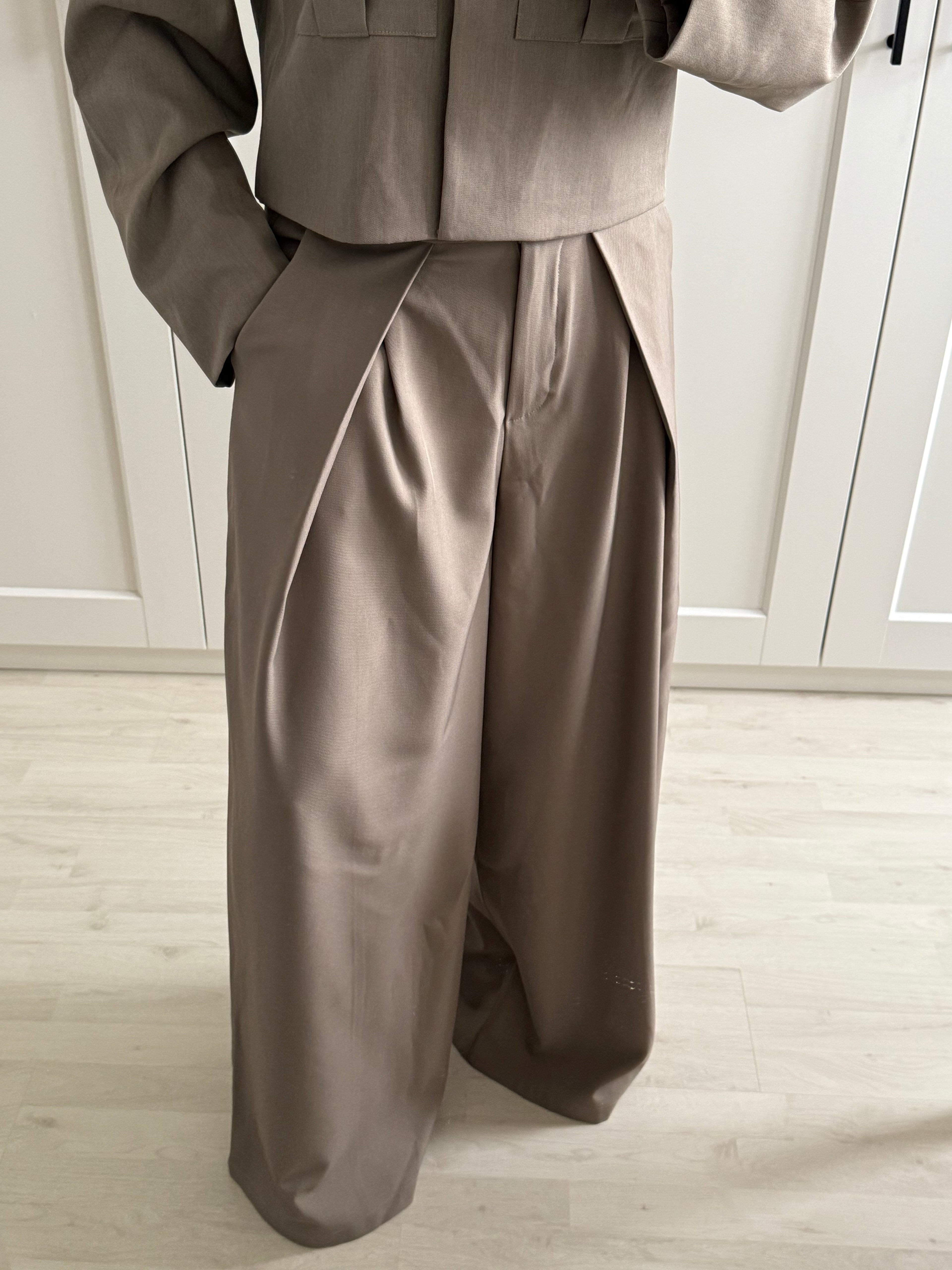 TAUPE WIDE LEG PANTALON