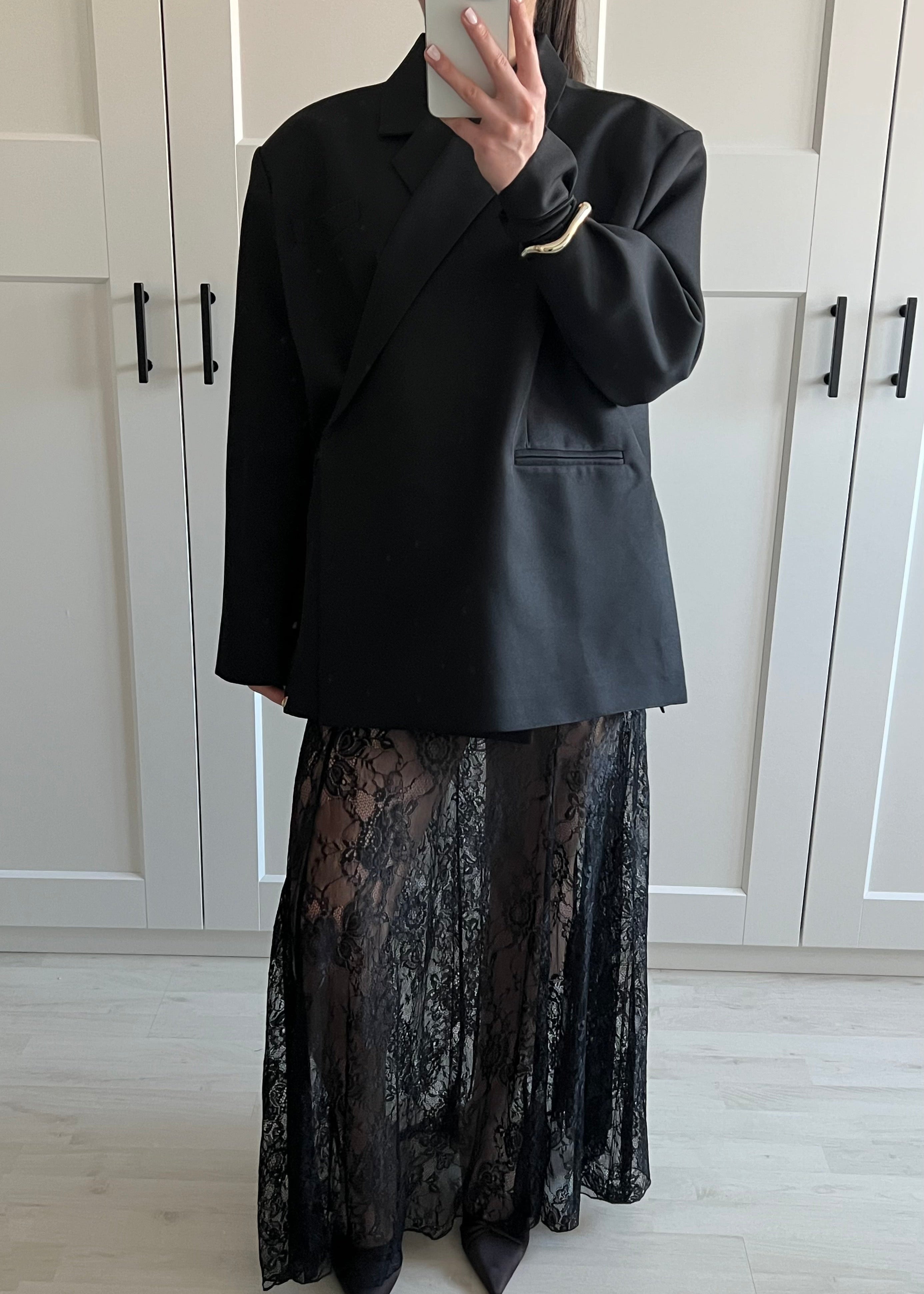 LACE LONG SKIRT BLACK