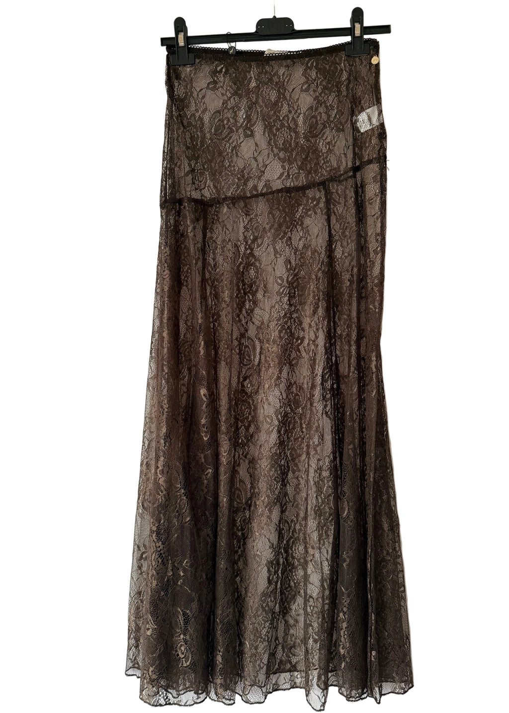 LACE LONG SKIRT MARRON