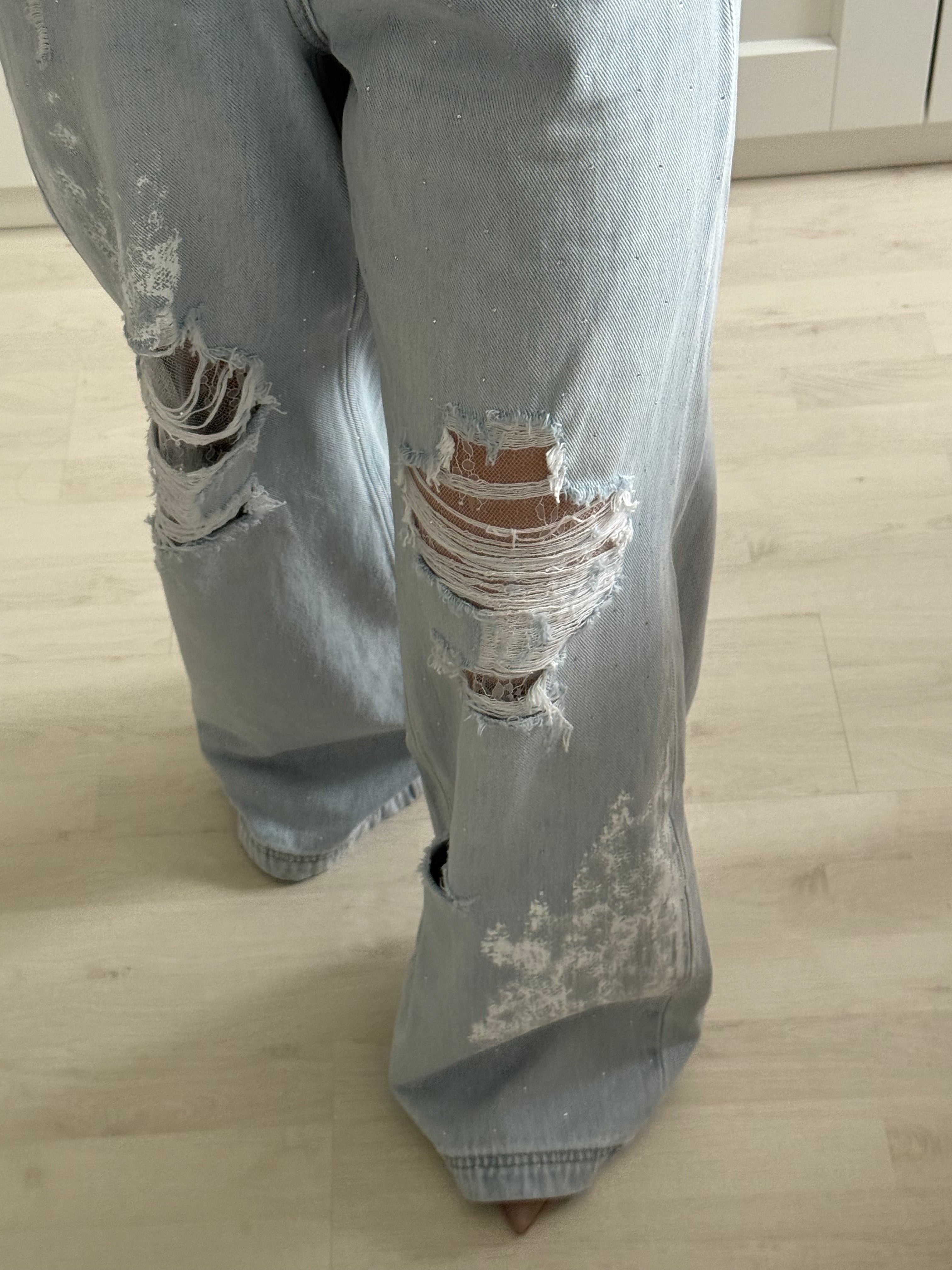 RHINESTONES LACE JEANS