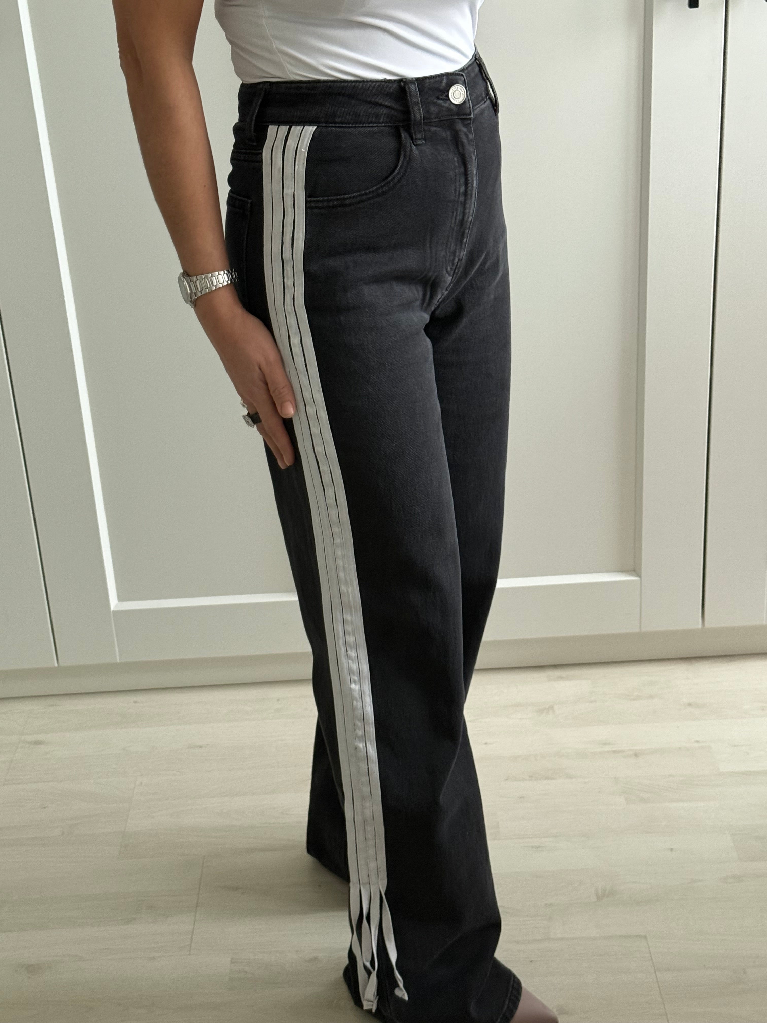WIDE LEG STRIPE JEANS