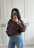 BURGUNDY PUFFY BOMBERJACKET