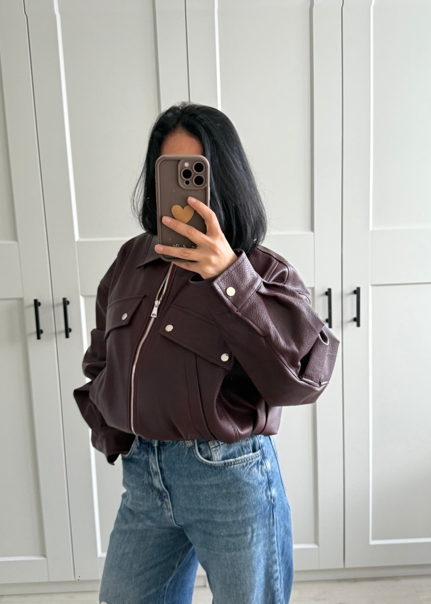 BURGUNDY PUFFY BOMBERJACKET