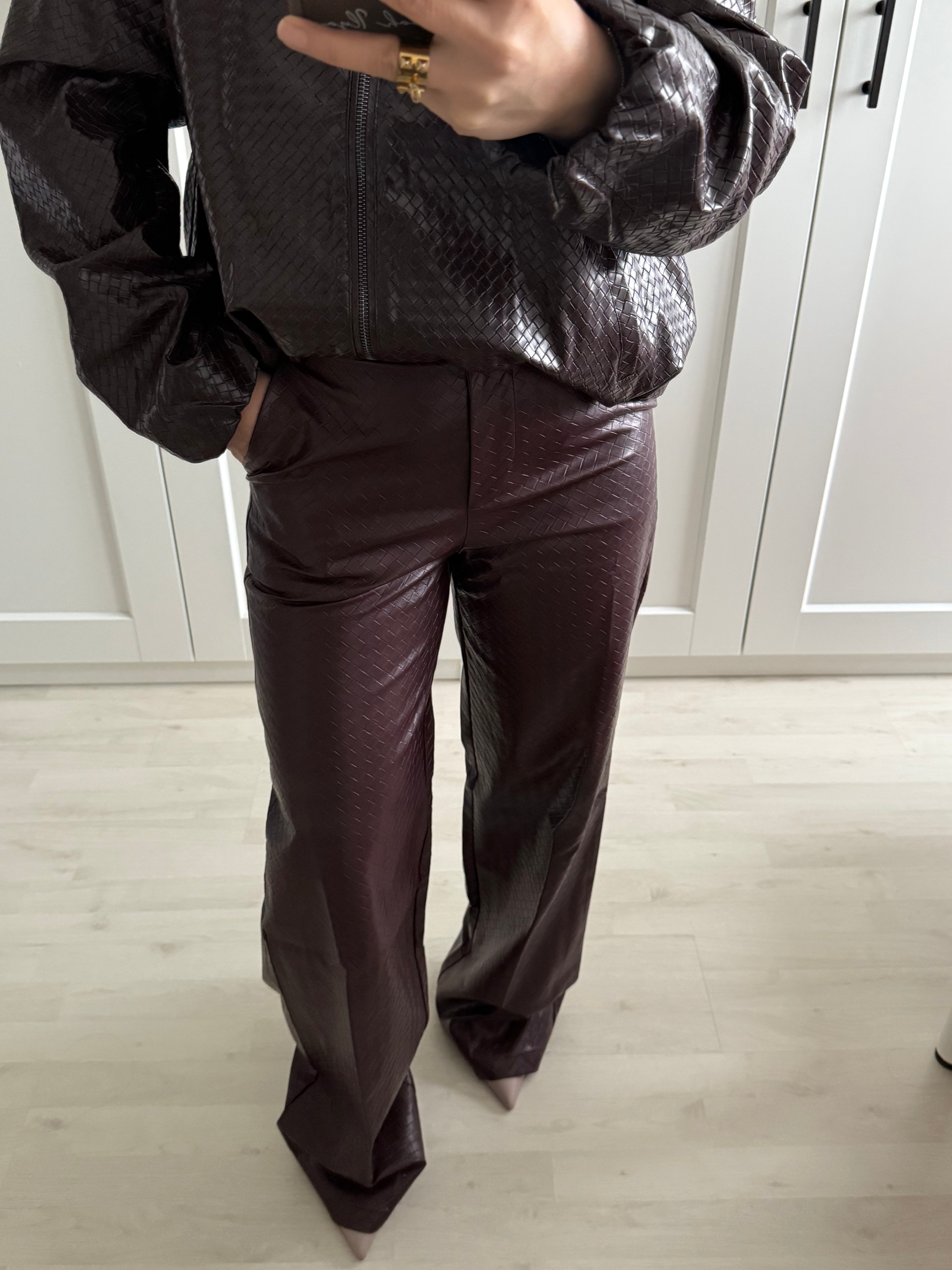 BORDEAUX QUILTED LEATHER PANTS