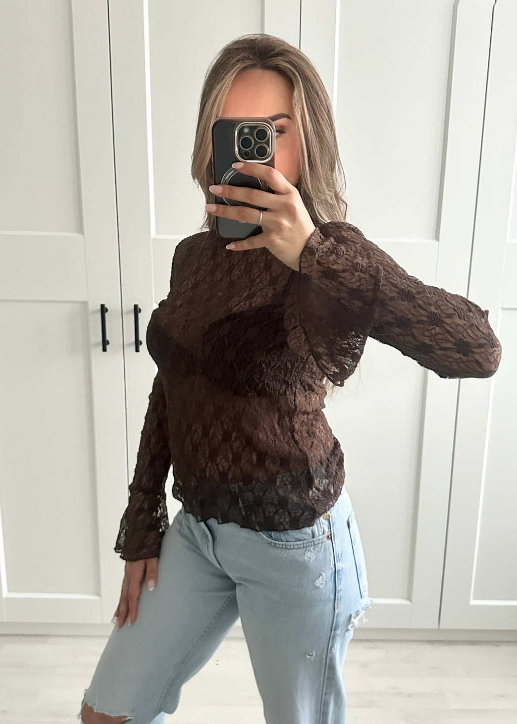 LACE TOP BROWN